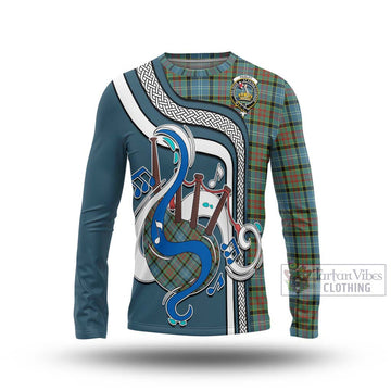 Paisley Tartan Long Sleeve T-Shirt with Epic Bagpipe Style