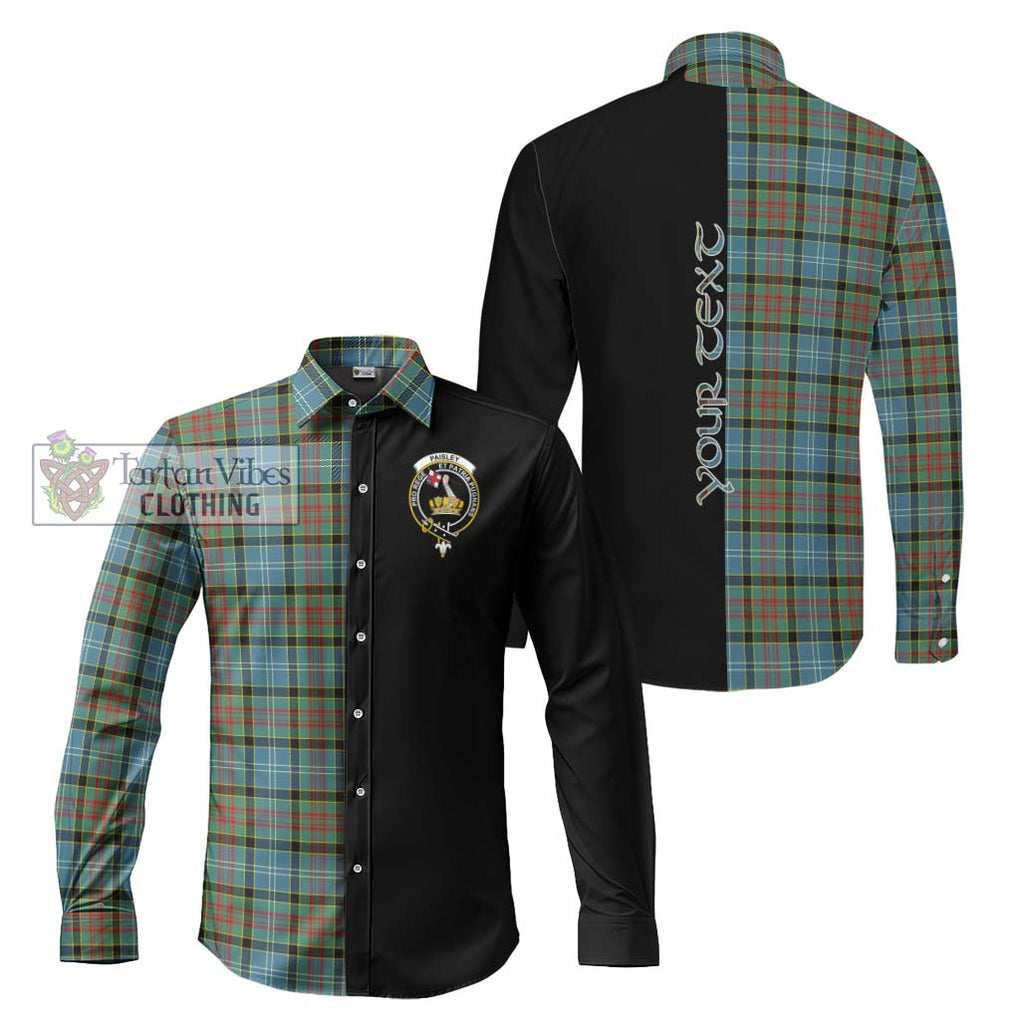 Paisley Tartan Long Sleeve Button Shirt with Family Crest and Half Of Me Style Men's Shirt S - Tartanvibesclothing Shop