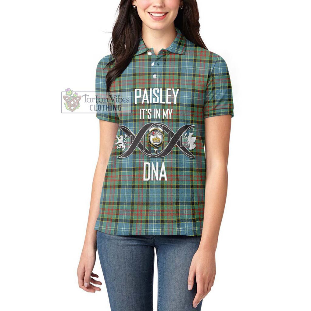 Paisley Tartan Women's Polo Shirt with Family Crest DNA In Me Style Women - Tartanvibesclothing Shop