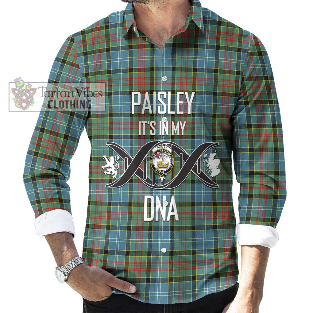 Paisley Tartan Long Sleeve Button Shirt with Family Crest DNA In Me Style Men's Shirt S - Tartanvibesclothing Shop