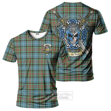 Paisley Tartan T-Shirt with Family Crest Celtic Skull Style