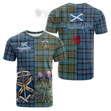 Paisley Tartan Cotton T-shirt Happy St. Andrew's Day Half Tartan Style