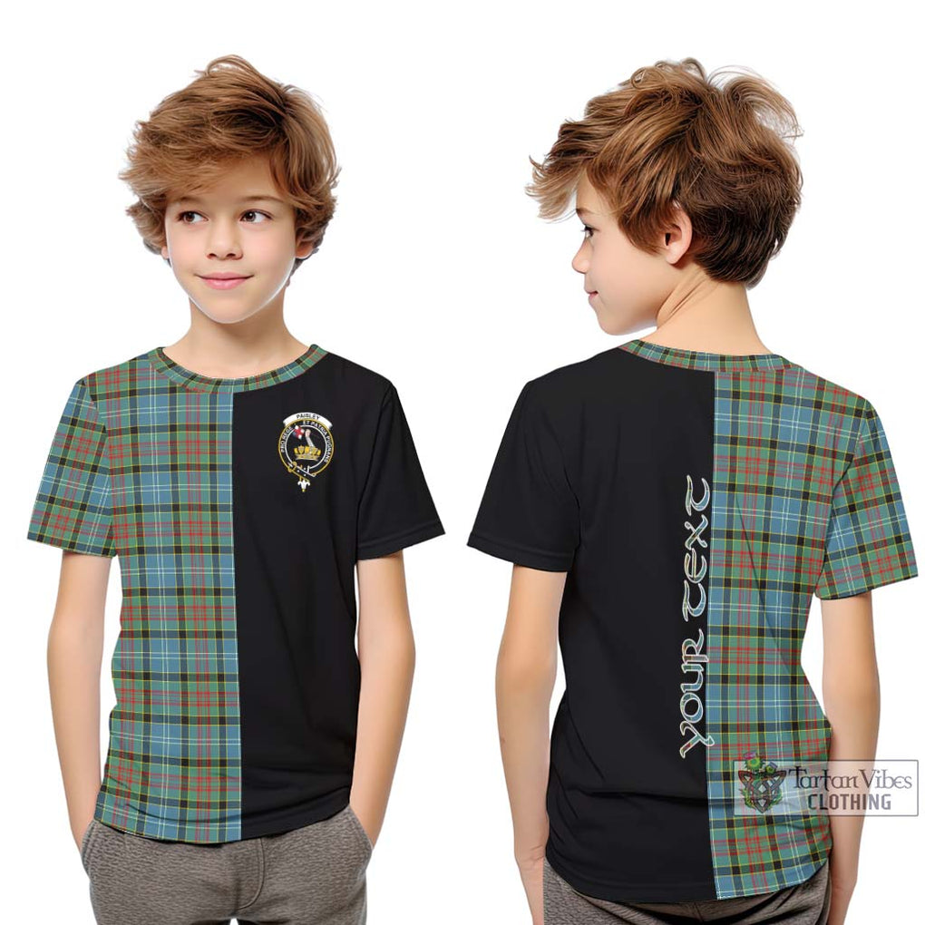 Paisley Tartan Kid T-Shirt with Family Crest and Half Of Me Style Youth XL Size14 - Tartanvibesclothing Shop