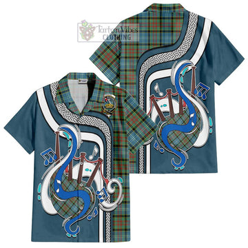 Paisley Tartan Short Sleeve Button Shirt with Epic Bagpipe Style