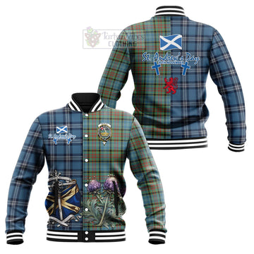 Paisley Tartan Baseball Jacket Happy St. Andrew's Day Half Tartan Style