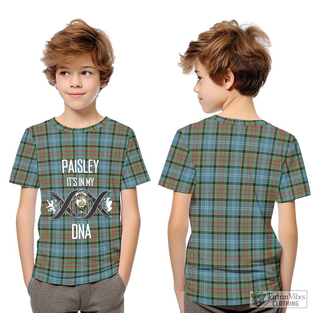 Paisley Tartan Kid T-Shirt with Family Crest DNA In Me Style Youth XL Size14 - Tartanvibesclothing Shop