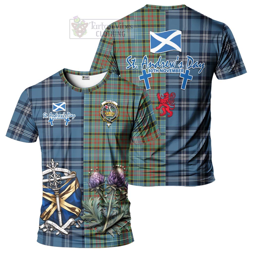 Tartan Vibes Clothing Paisley Tartan T-Shirt Happy St. Andrew's Day Half Tartan Style