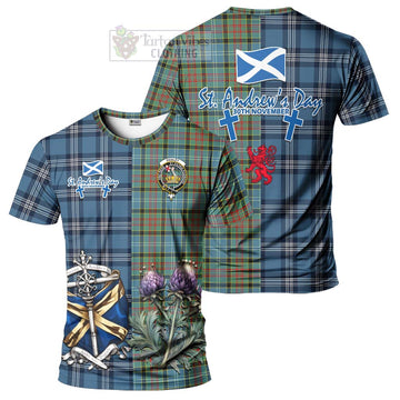 Paisley Tartan T-Shirt Happy St. Andrew's Day Half Tartan Style