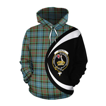 Paisley Tartan Cotton Hoodie with Family Crest Circle Style