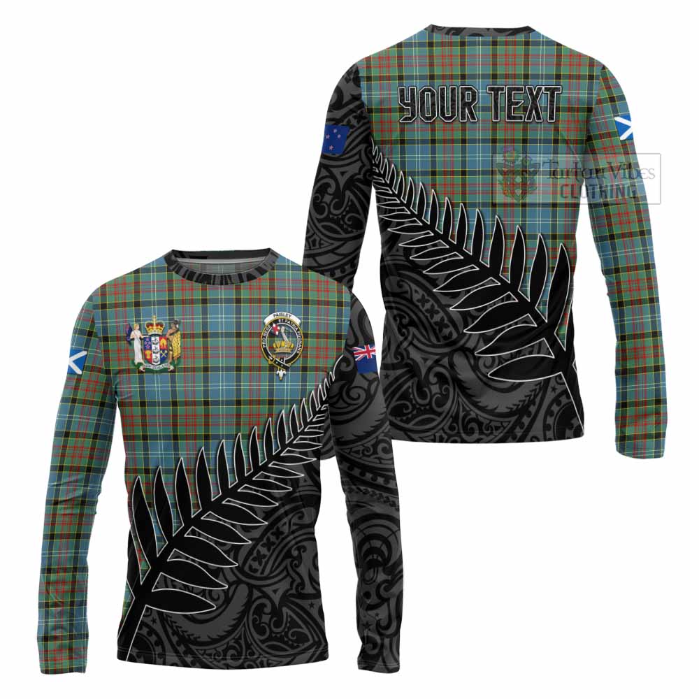 Tartan Vibes Clothing Paisley Crest Tartan Long Sleeve T-Shirt with New Zealand Silver Fern Half Style