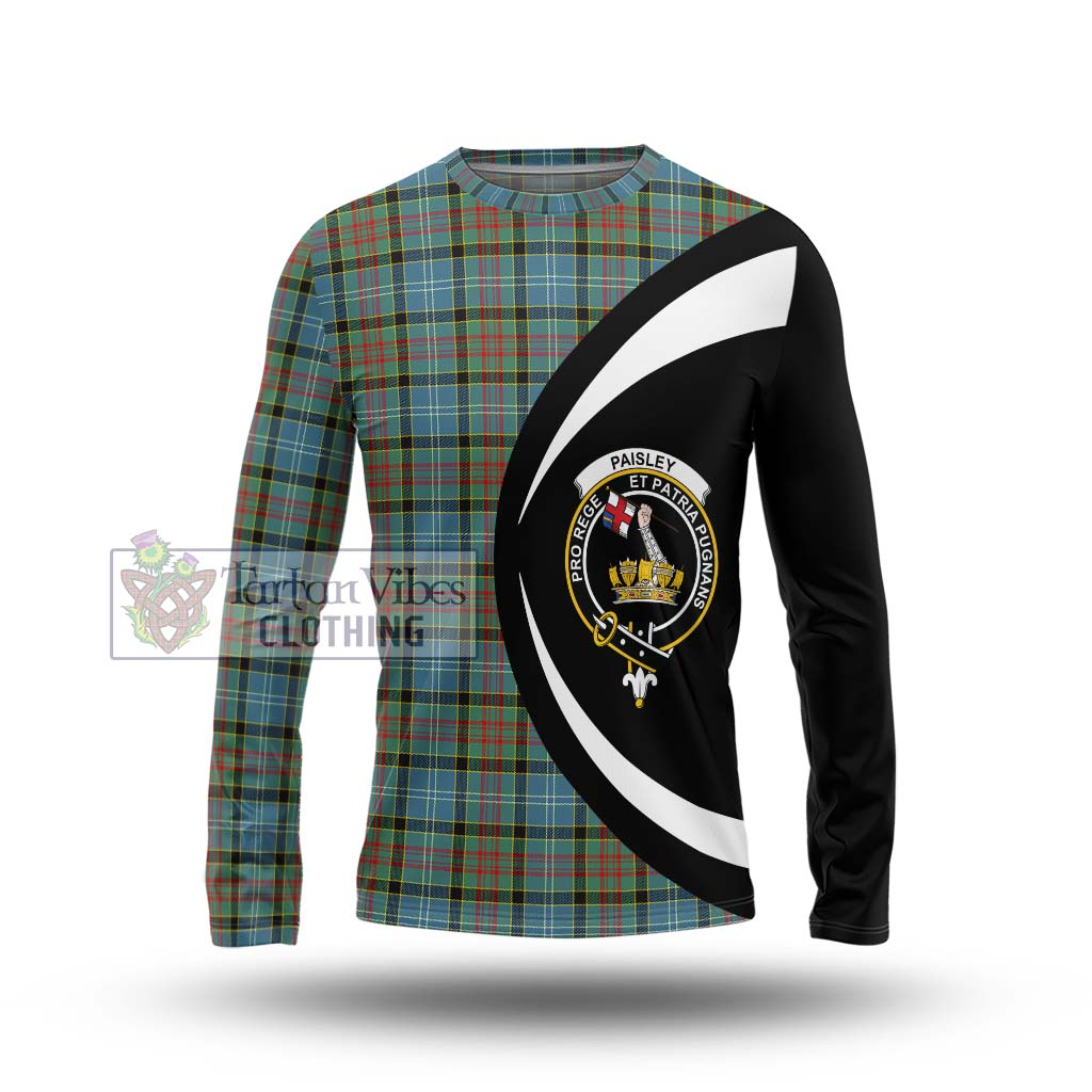 Paisley Tartan Long Sleeve T-Shirt with Family Crest Circle Style Unisex - Tartan Vibes Clothing