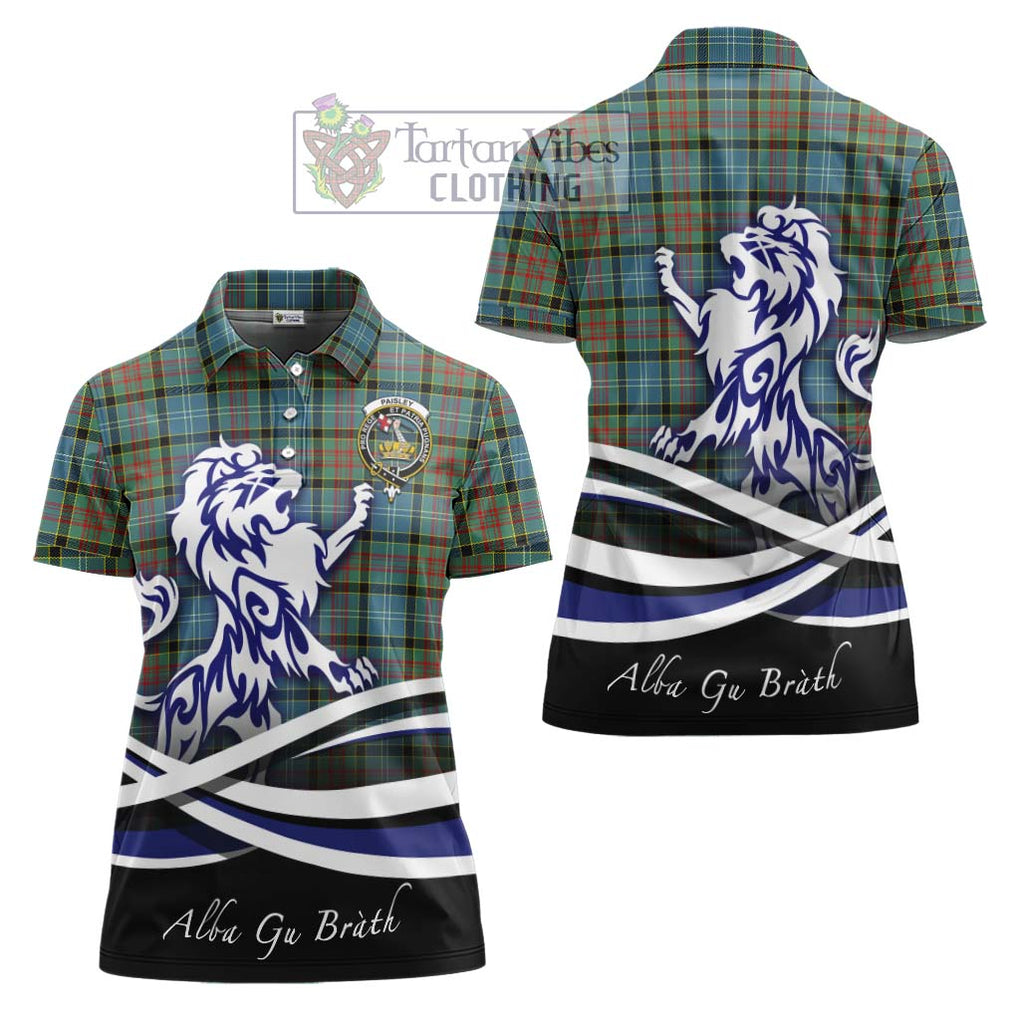 Paisley Tartan Women's Polo Shirt with Alba Gu Brath Regal Lion Emblem Women - Tartanvibesclothing Shop