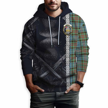 Paisley Tartan Hoodie with Family Crest Cross Sword Thistle Celtic Vibes