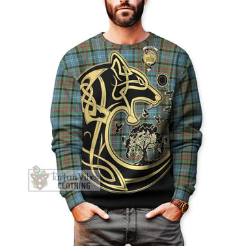 Paisley Tartan Sweatshirt with Family Crest Celtic Wolf Style