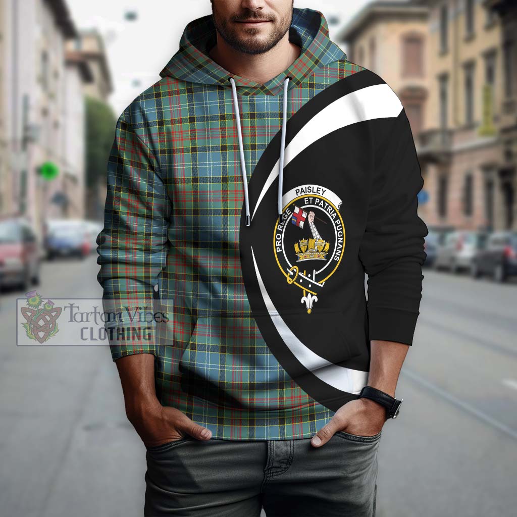 Paisley Tartan Hoodie with Family Crest Circle Style Zip Hoodie - Tartan Vibes Clothing