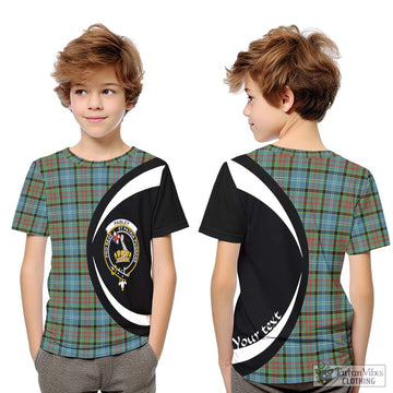 Paisley Tartan Kid T-Shirt with Family Crest Circle Style