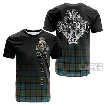 Paisley Tartan Cotton T-shirt Featuring Alba Gu Brath Family Crest Celtic Inspired