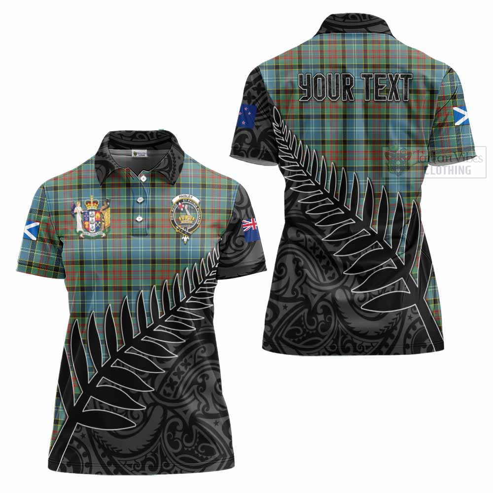 Tartan Vibes Clothing Paisley Crest Tartan Women's Polo Shirt with New Zealand Silver Fern Half Style