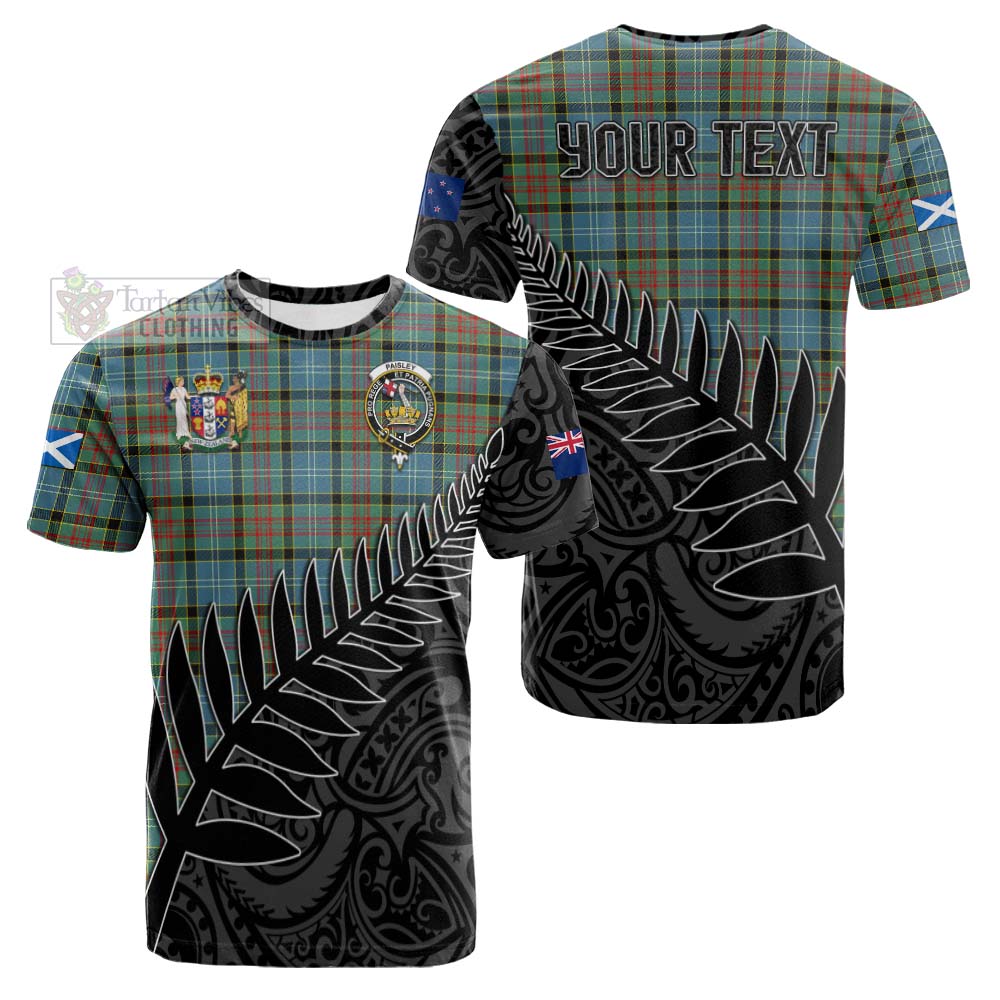 Tartan Vibes Clothing Paisley Crest Tartan Cotton T-shirt with New Zealand Silver Fern Half Style