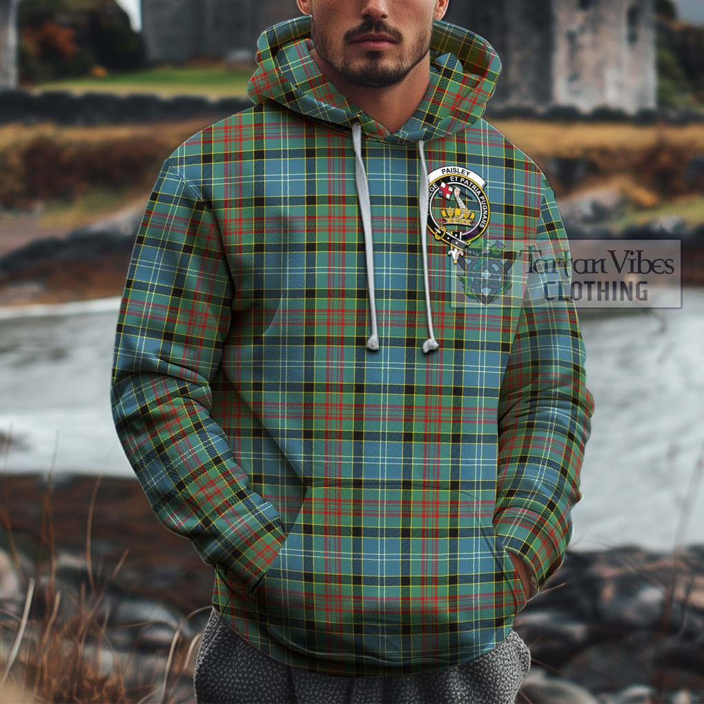 Paisley Tartan Cotton Hoodie with Family Crest Pullover Hoodie XS - Tartan Vibes Clothing