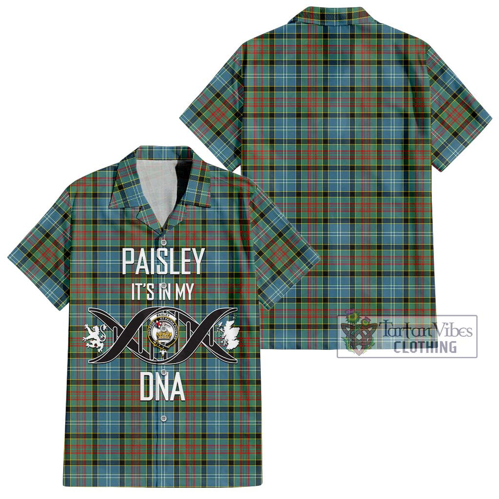 Paisley Tartan Short Sleeve Button Shirt with Family Crest DNA In Me Style Kid - Tartanvibesclothing Shop