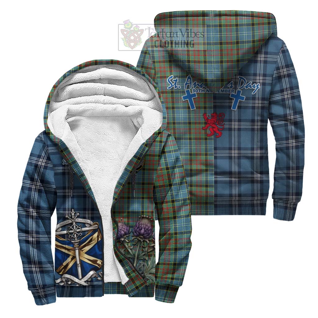 Tartan Vibes Clothing Paisley Tartan Sherpa Hoodie Happy St. Andrew's Day Half Tartan Style