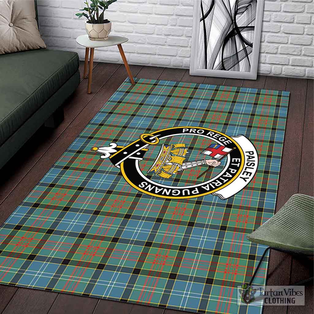 Tartan Vibes Clothing Paisley Tartan Area Rug with Family Crest