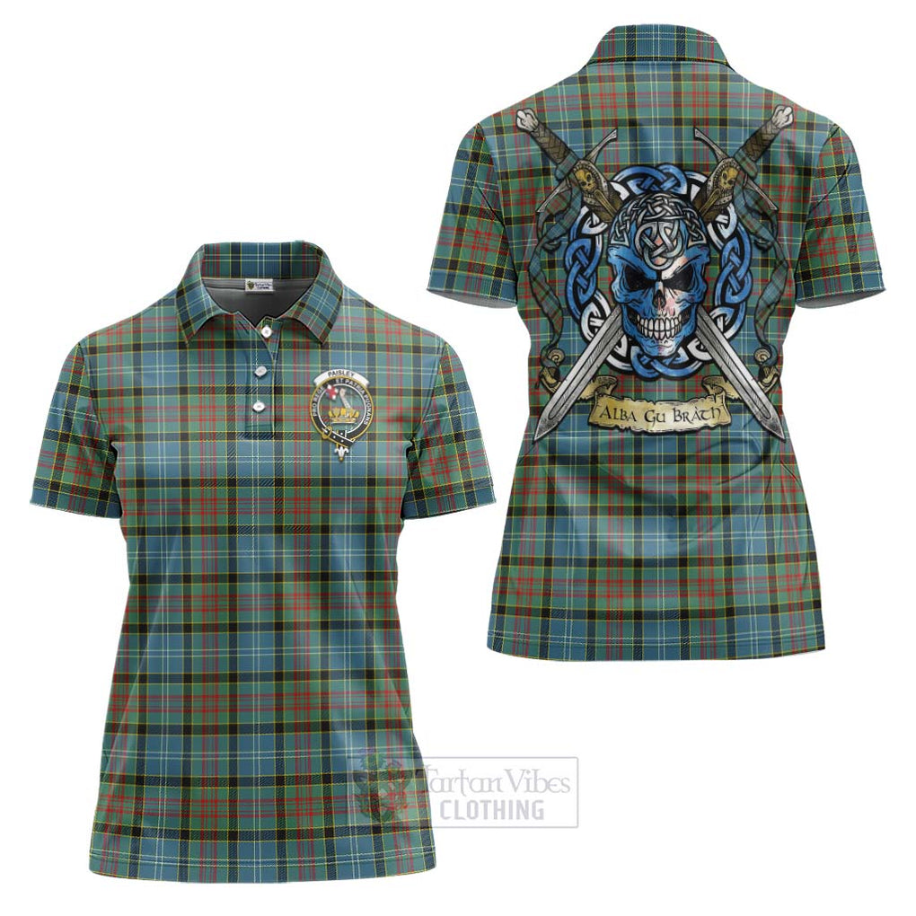 Tartan Vibes Clothing Paisley Tartan Women's Polo Shirt with Family Crest Celtic Skull Style