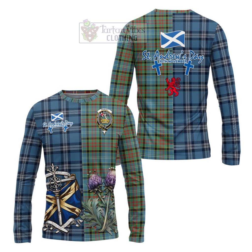 Tartan Vibes Clothing Paisley Tartan Long Sleeve T-Shirt Happy St. Andrew's Day Half Tartan Style