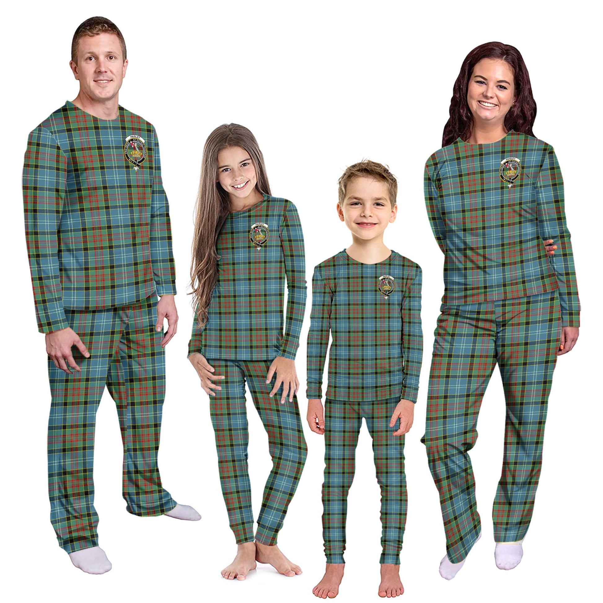 Paisley Tartan Pajamas Family Set with Family Crest - Tartanvibesclothing