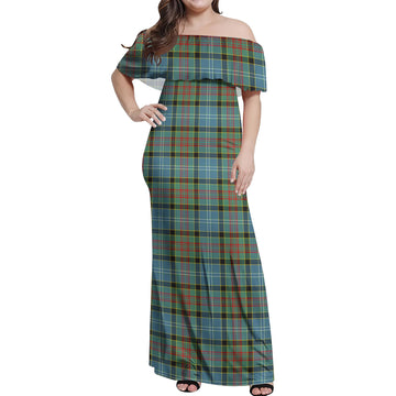 Paisley Tartan Off Shoulder Long Dress