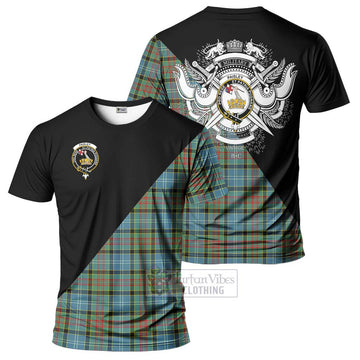 Paisley Tartan T-Shirt with Family Crest and Military Logo Style