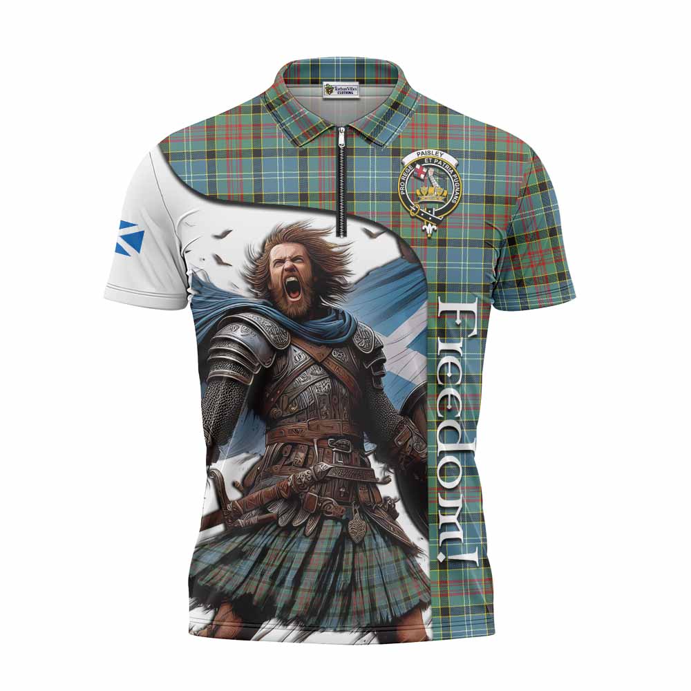 Tartan Vibes Clothing Paisley Crest Tartan Zipper Polo Shirt Inspired by the Freedom of Scottish Warrior