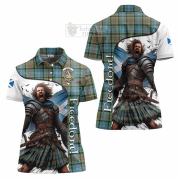 Paisley Crest Tartan Women's Polo Shirt Inspired by the Freedom of Scottish Warrior