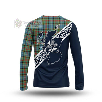 Paisley Tartan Long Sleeve T-Shirt Featuring Thistle and Scotland Map