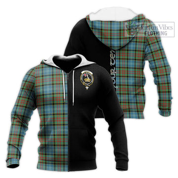 Paisley Tartan Knitted Hoodie with Family Crest and Half Of Me Style