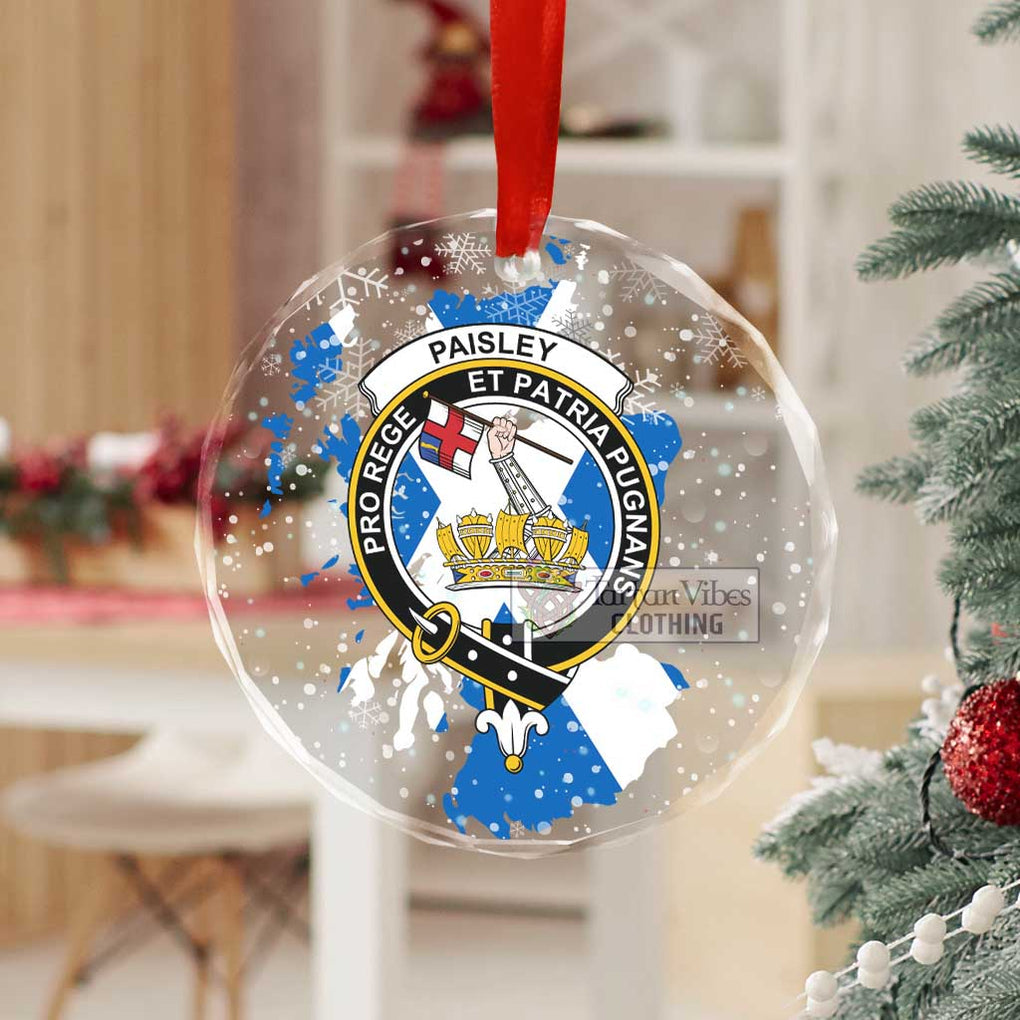 Tartan Vibes Clothing Paisley Clan Crest Christmas Glass Ornament with Scotland Map