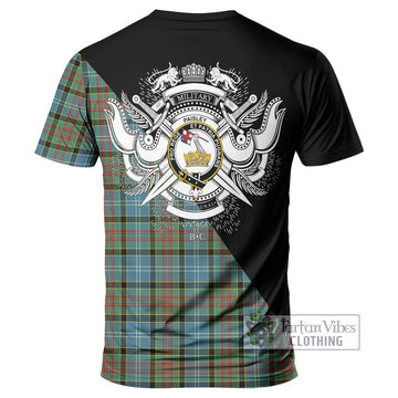 Paisley Tartan T-Shirt with Family Crest and Military Logo Style