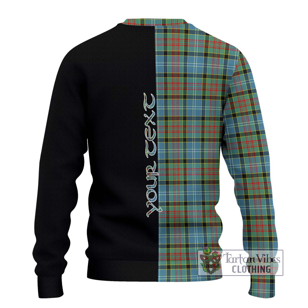 Paisley Tartan Knitted Sweater with Family Crest and Half Of Me Style - Tartanvibesclothing Shop