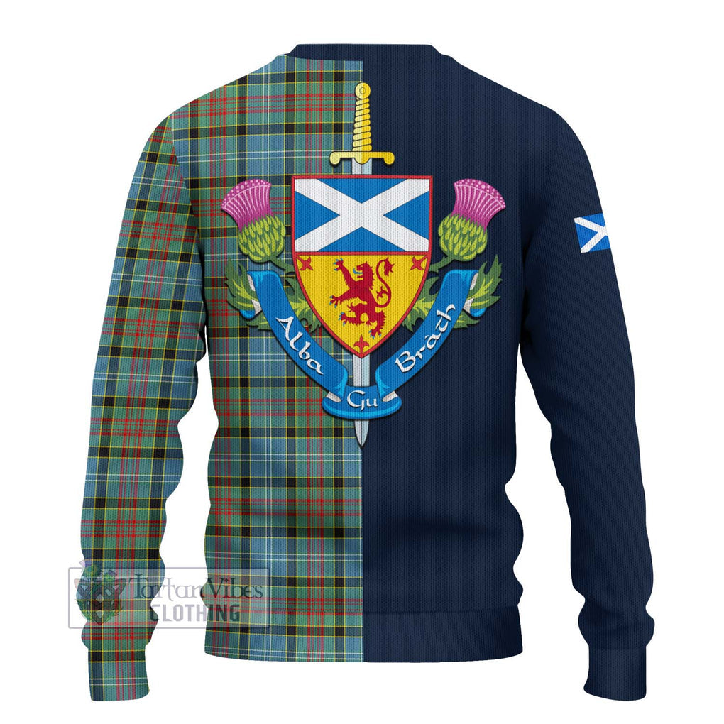 Paisley Tartan Ugly Sweater Alba with Scottish Lion Royal Arm Half Style - Tartan Vibes Clothing