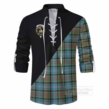 Paisley Tartan Ghillie Kilt Shirt with Family Crest and Military Logo Style