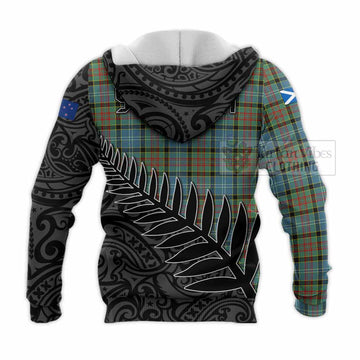 Paisley Crest Tartan Knitted Hoodie with New Zealand Silver Fern Half Style