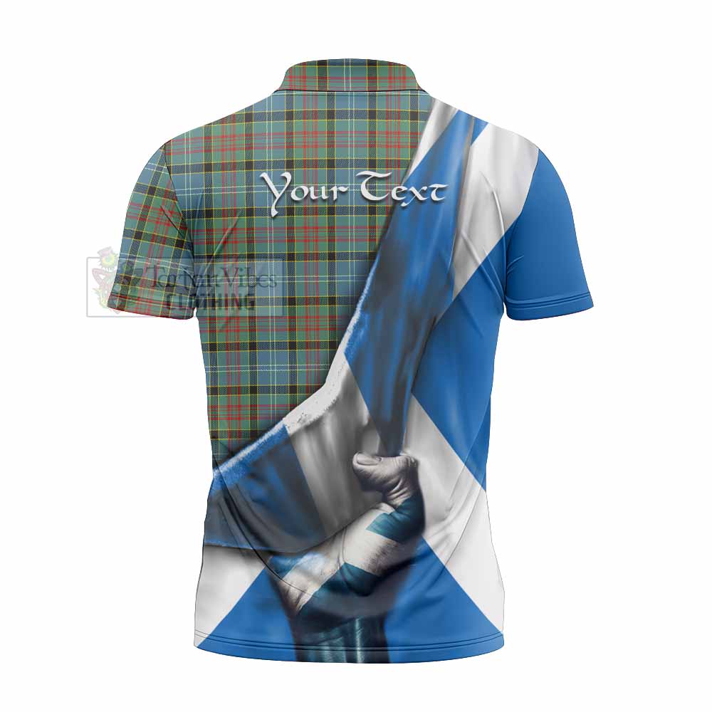 Tartan Vibes Clothing Paisley Tartan Zipper Polo Shirt with Family Crest Scotland Patriotic Style