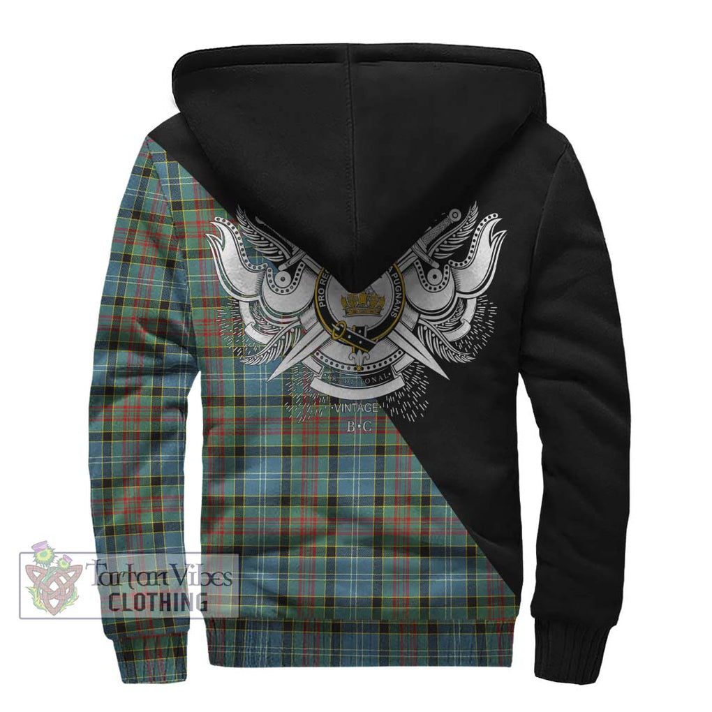 Paisley Tartan Sherpa Hoodie with Family Crest and Military Logo Style - Tartanvibesclothing Shop