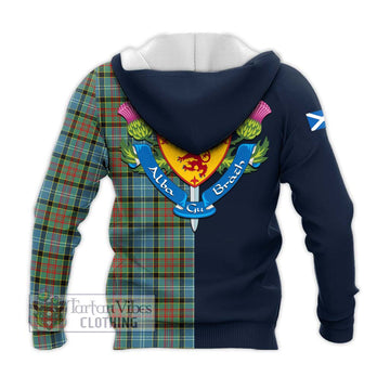 Paisley Tartan Knitted Hoodie Alba with Scottish Lion Royal Arm Half Style