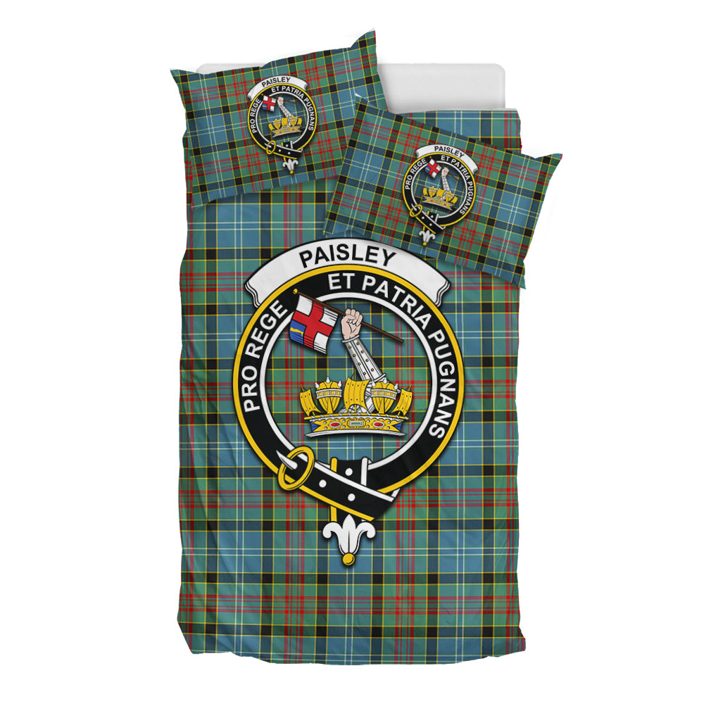 Paisley Tartan Bedding Set with Family Crest - Tartan Vibes Clothing