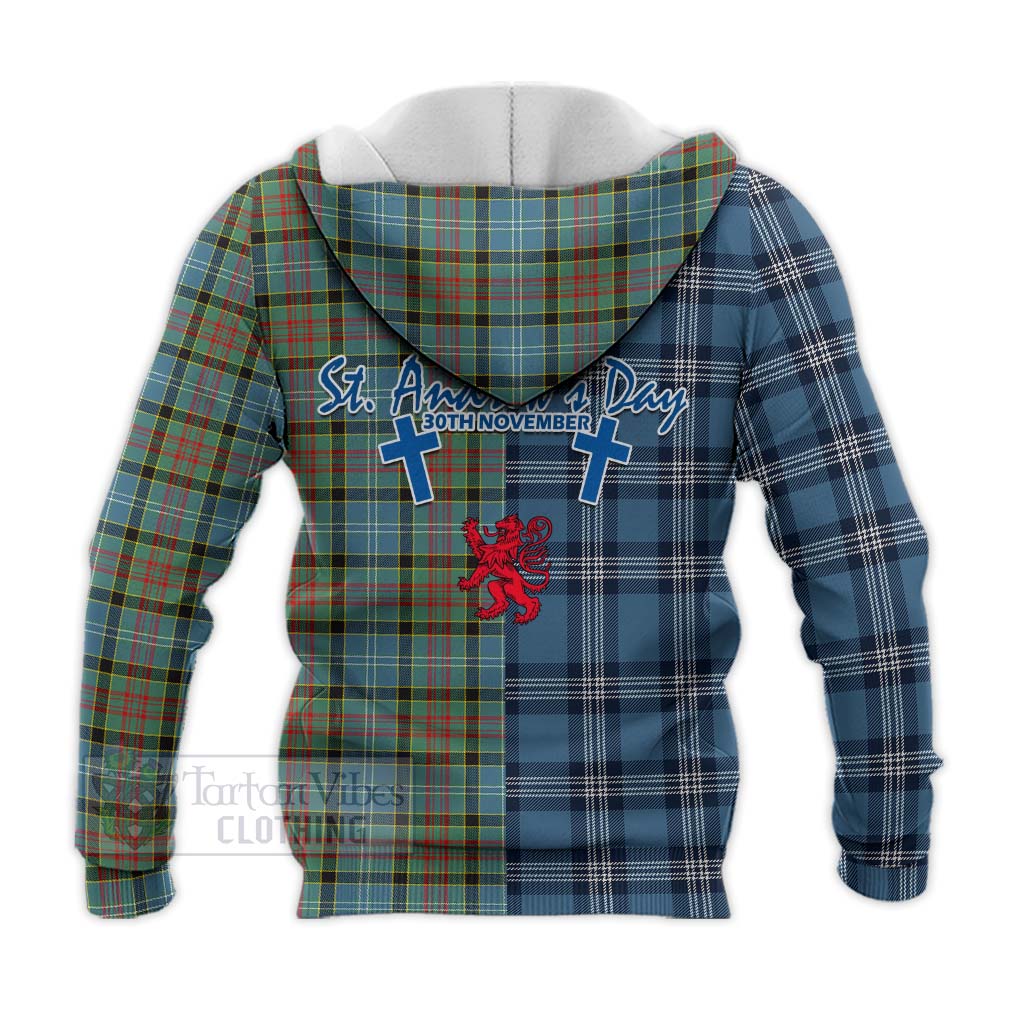 Tartan Vibes Clothing Paisley Tartan Knitted Hoodie Happy St. Andrew's Day Half Tartan Style