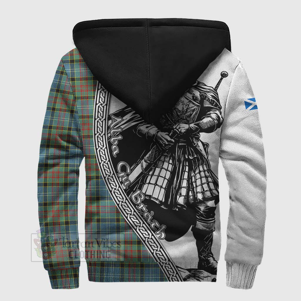 Tartan Vibes Clothing Paisley Tartan Clan Crest Sherpa Hoodie with Highlander Warrior Celtic Style