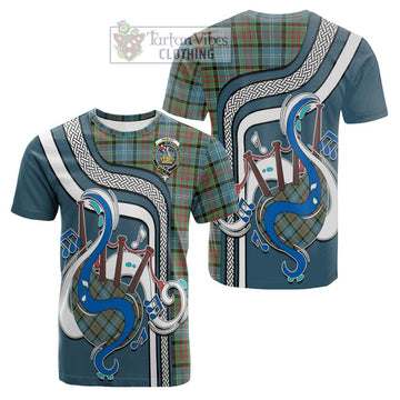 Paisley Tartan Cotton T-shirt with Epic Bagpipe Style