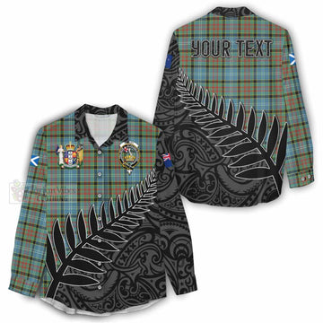 Paisley Crest Tartan Women's Casual Shirt with New Zealand Silver Fern Half Style